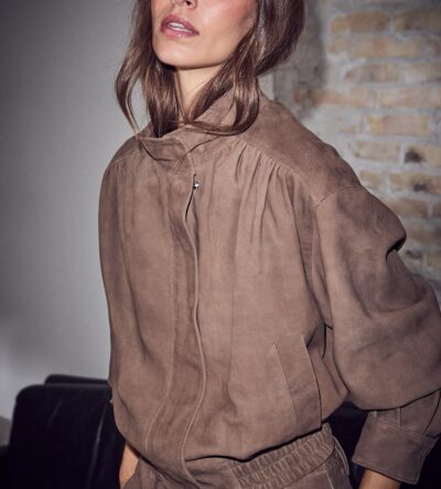 Suede gather crop jacket Suede gather crop jacket