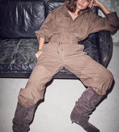 Suede gather crop jacket Suede gather crop jacket