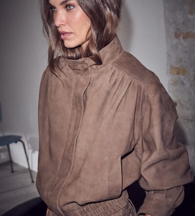 Suede gather crop jacket Suede gather crop jacket