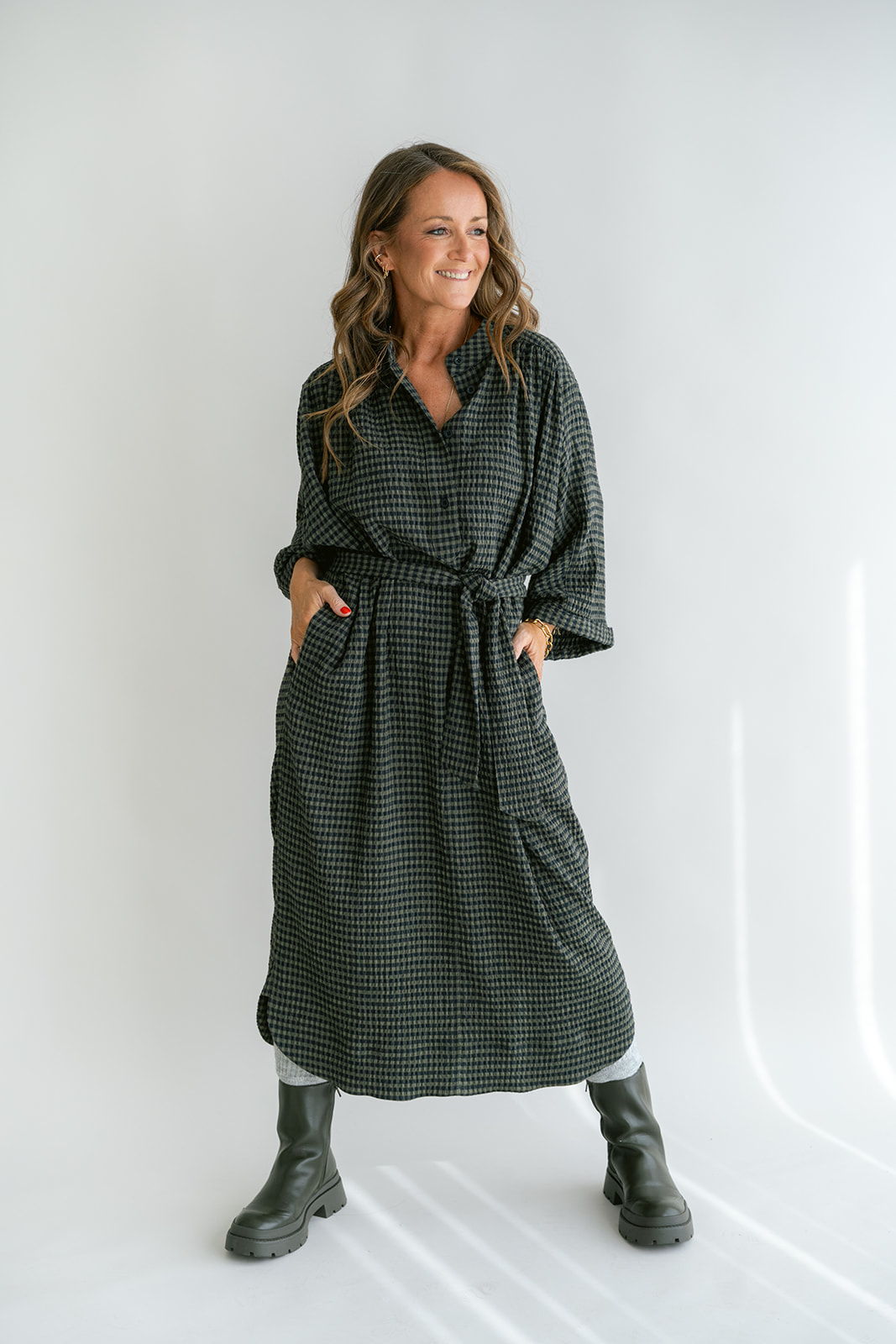Ivy dress green checks by Held — UMA Multibrand Boutique