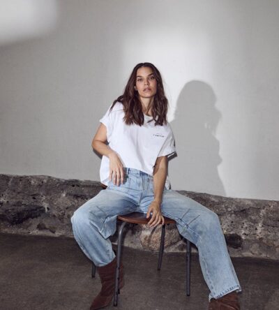 Barrel front pocket jeans Blau