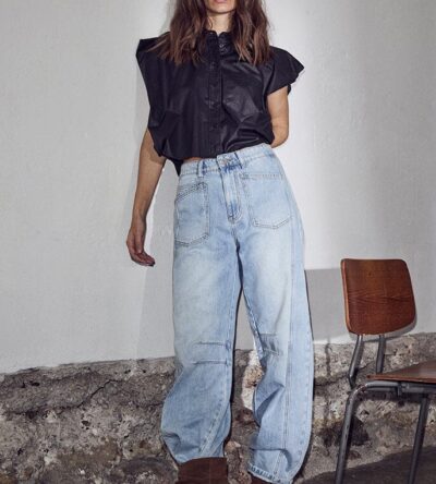 Barrel front pocket jeans Blau